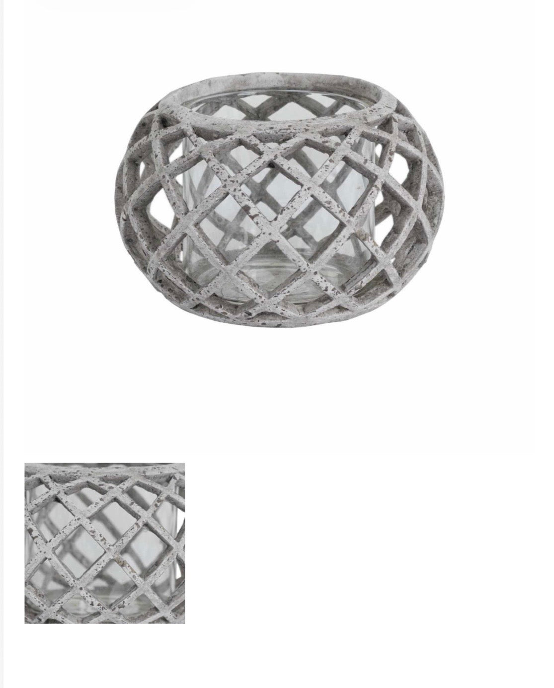 Round Ceramic Lattice Hurricane Lantern