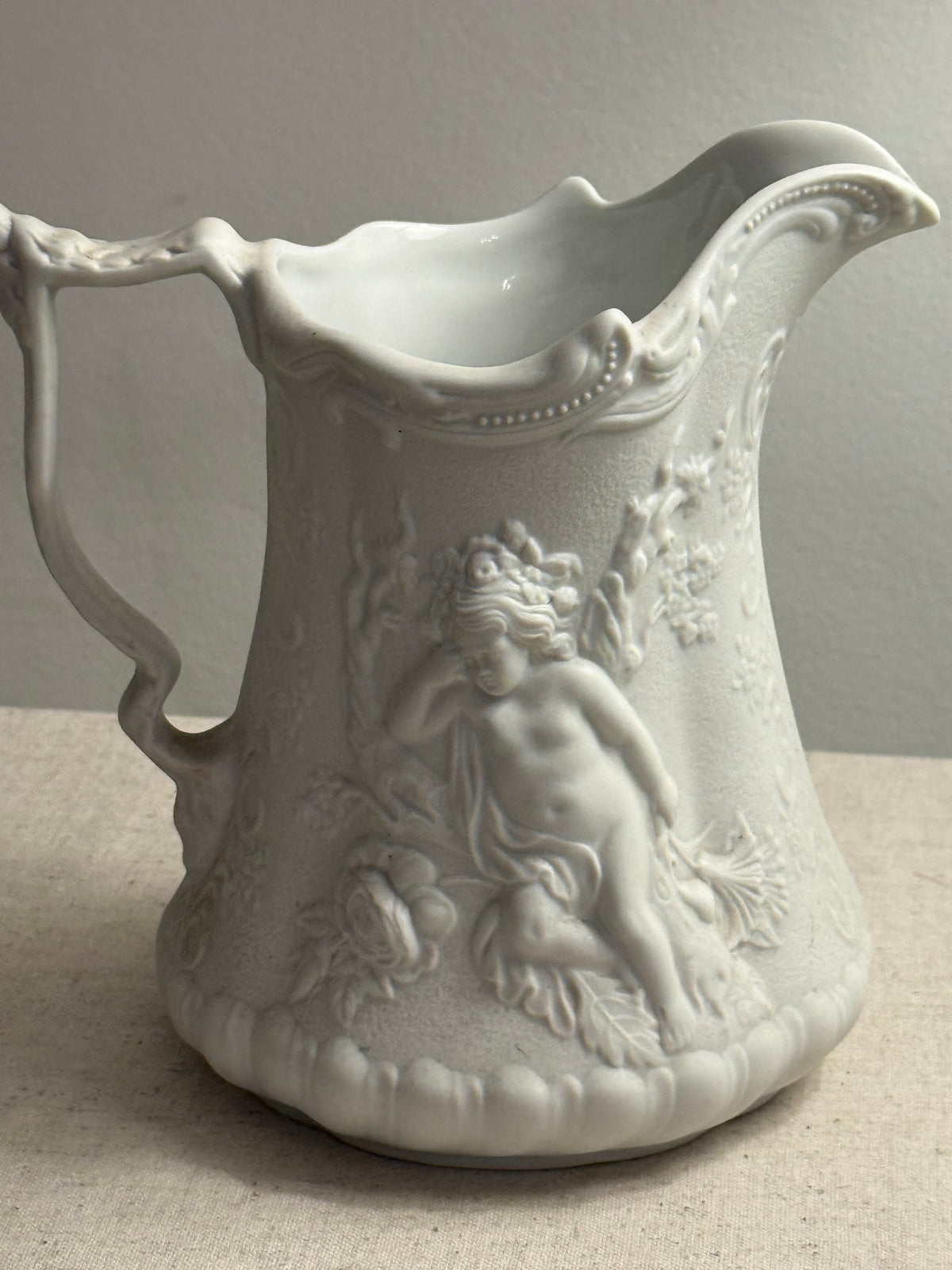 Vintage Portmeirion Parian Ware Cupid Cherub Relief Molded Jug 17cm